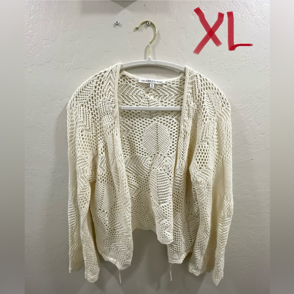 Celebrity Pink Ivory Open-Knit Cardigan - XL